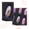 24-piece pointed-head bride wearing nail jewelry, false nail patches, scallion powder with diamonds and adhesive back nail patches gift box toolkit details Picture